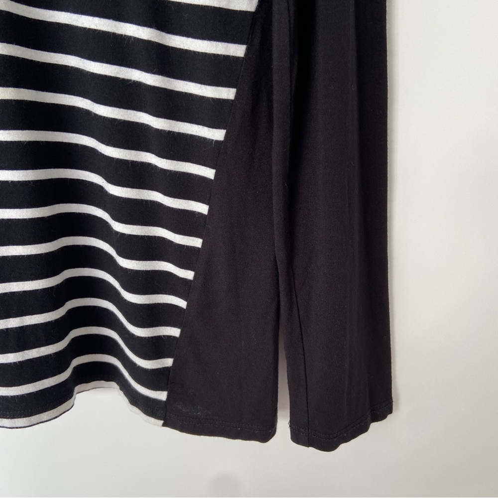 RW&CO. BLACK/WHITE STRIPED VISCOSE JERSERY LONG SLEEVED CREW NECK TOP, LARGE - Picture 8 of 9